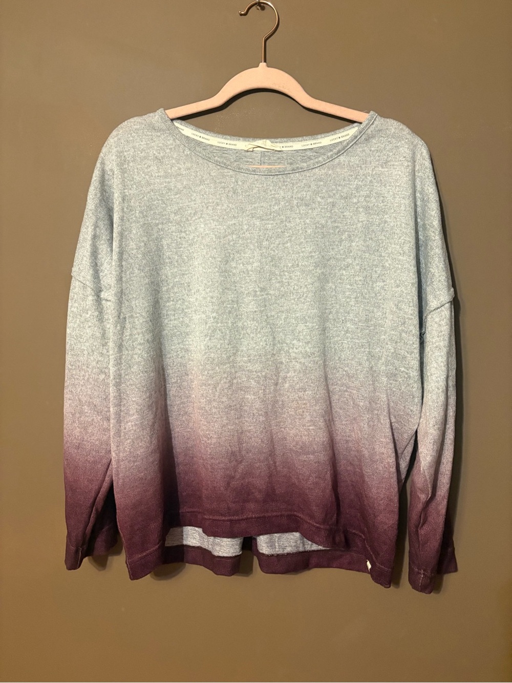 Lucky Brand Ombre Crewneck Sweater in Gray and Plum
